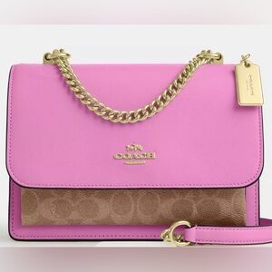 Coach Vibrant Pink and Tan Shoulder Bag